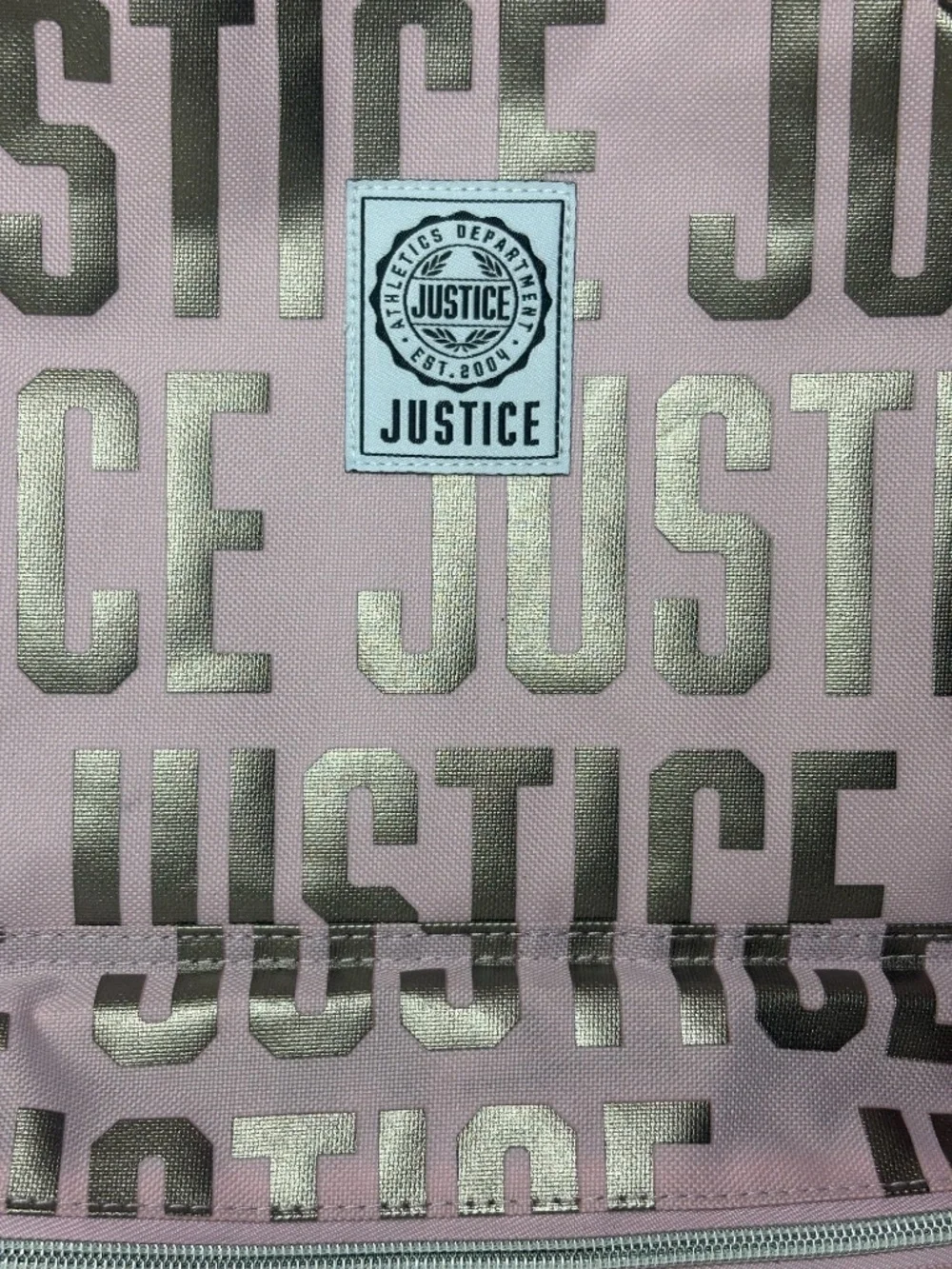Justice Girls Pink Metallic Logo Backpack NWT 17